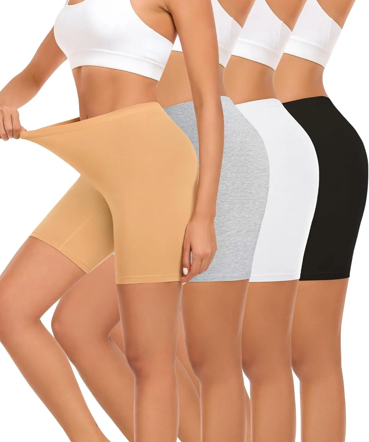 4 Pack Cotton Boy Shorts Underwear for Women Anti Chafing Shorts for Under Dresses Soft Boxers Panties