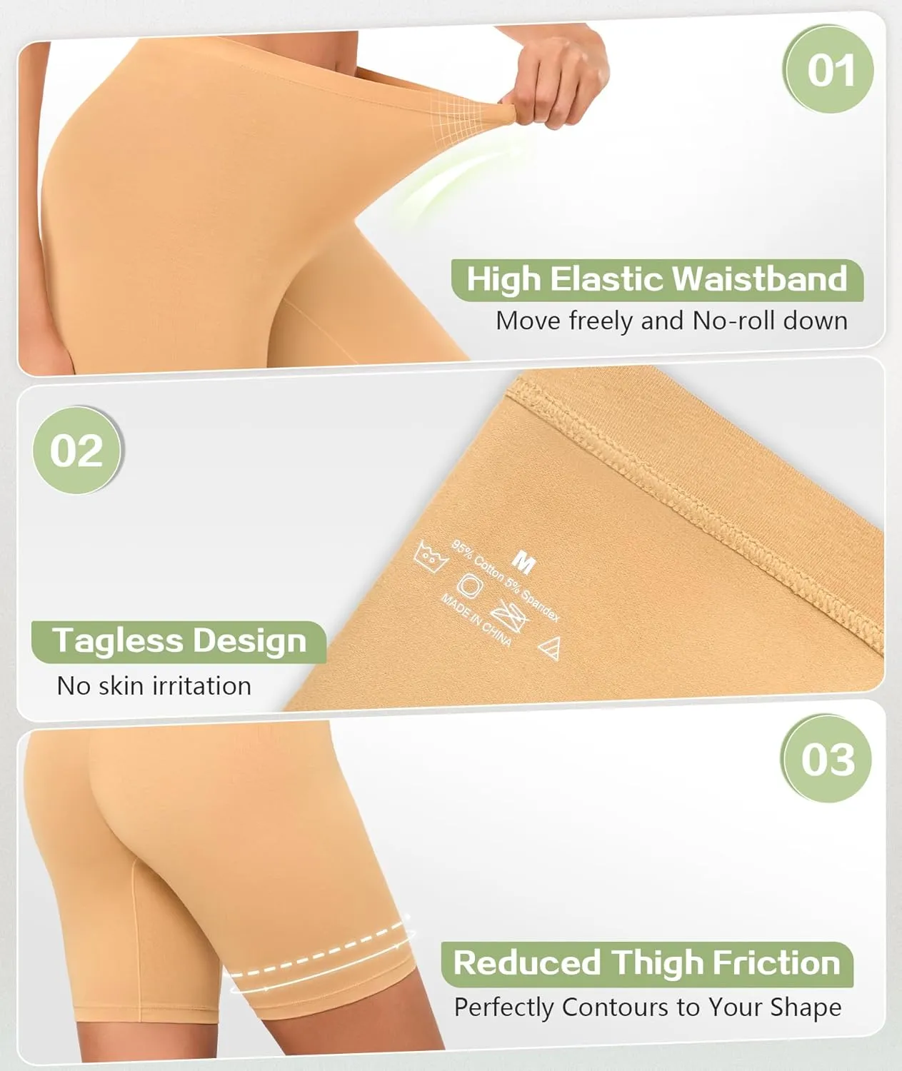 4 Pack Cotton Boy Shorts Underwear for Women Anti Chafing Shorts for Under Dresses Soft Boxers Panties