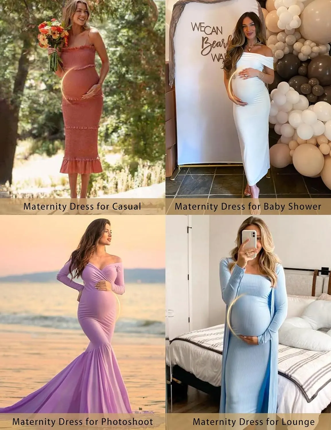 abkylie Bump Support Seamless Maternity Shapewear for Pregnancy Dress, High-Waist Underwear Mid-Thigh Panties Shorts