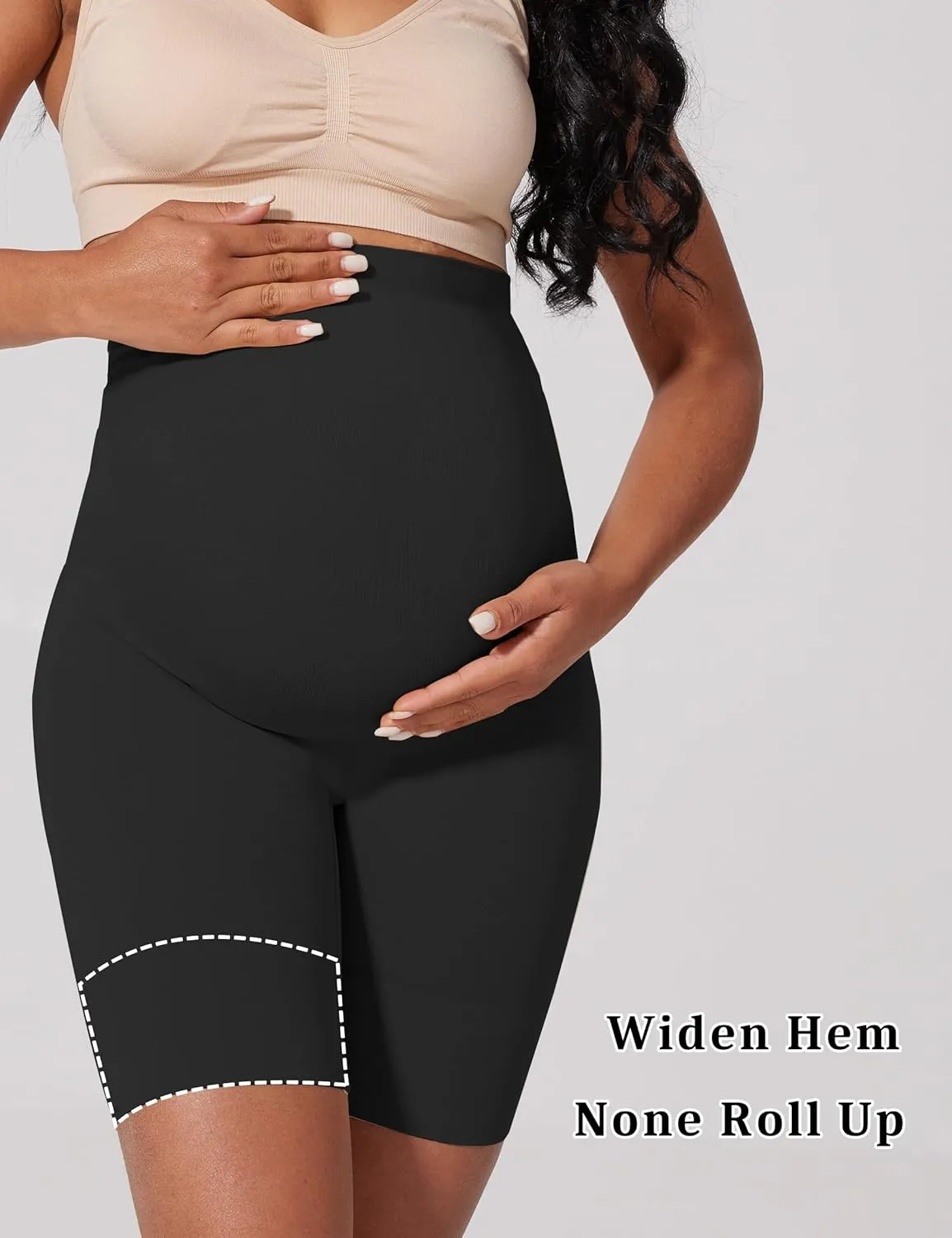 abkylie Bump Support Seamless Maternity Shapewear for Pregnancy Dress, High-Waist Underwear Mid-Thigh Panties Shorts