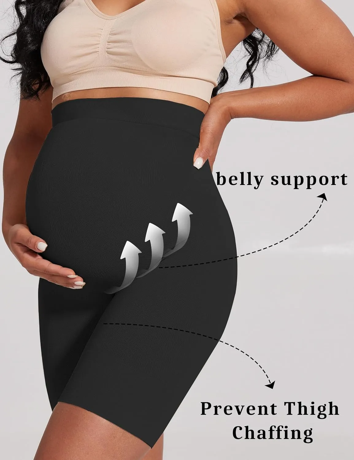 abkylie Bump Support Seamless Maternity Shapewear for Pregnancy Dress, High-Waist Underwear Mid-Thigh Panties Shorts