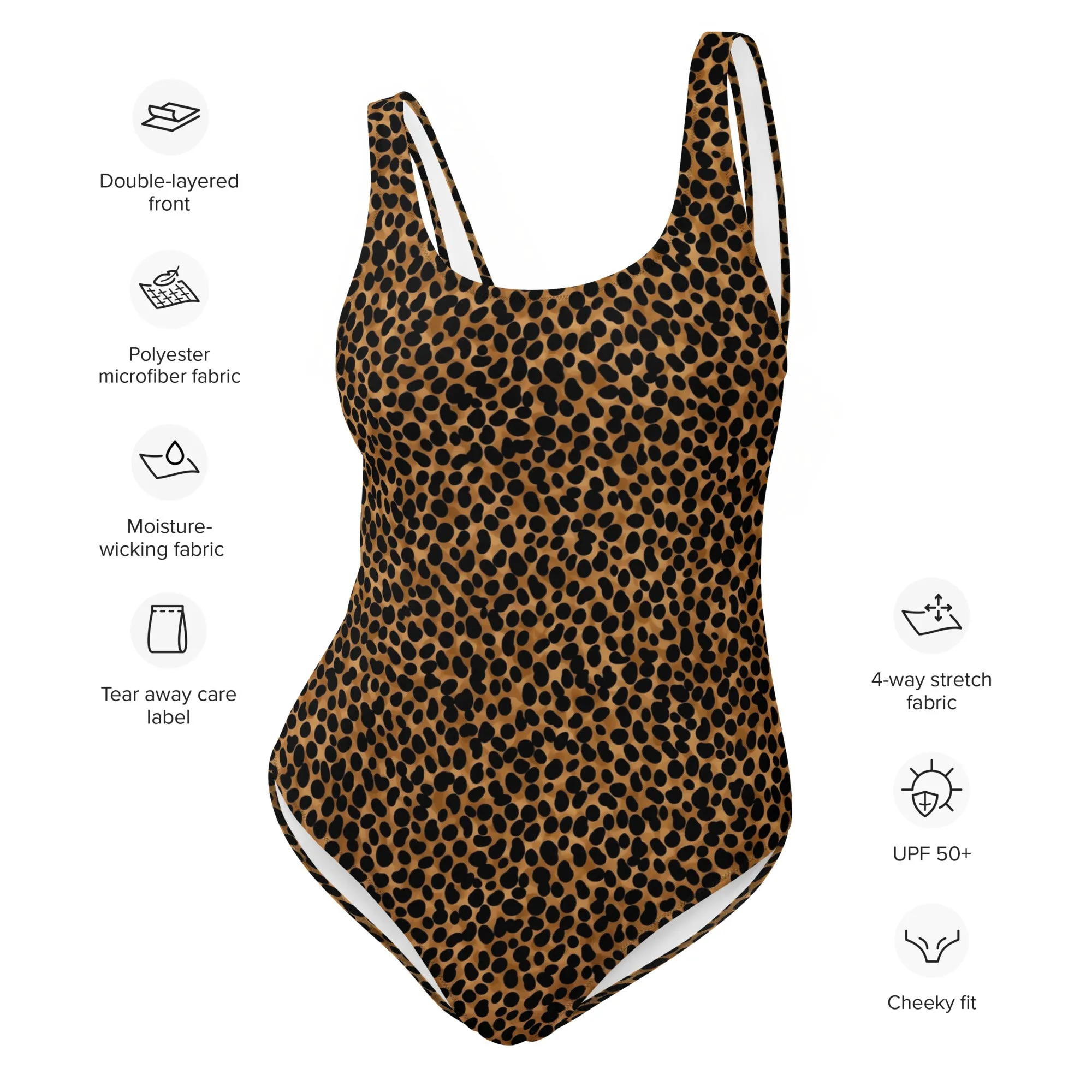 Cheetah One Piece Swimsuit for Women, Leopard Animal Print Designer Swim Swimming Bathing Suits Body Swimwear