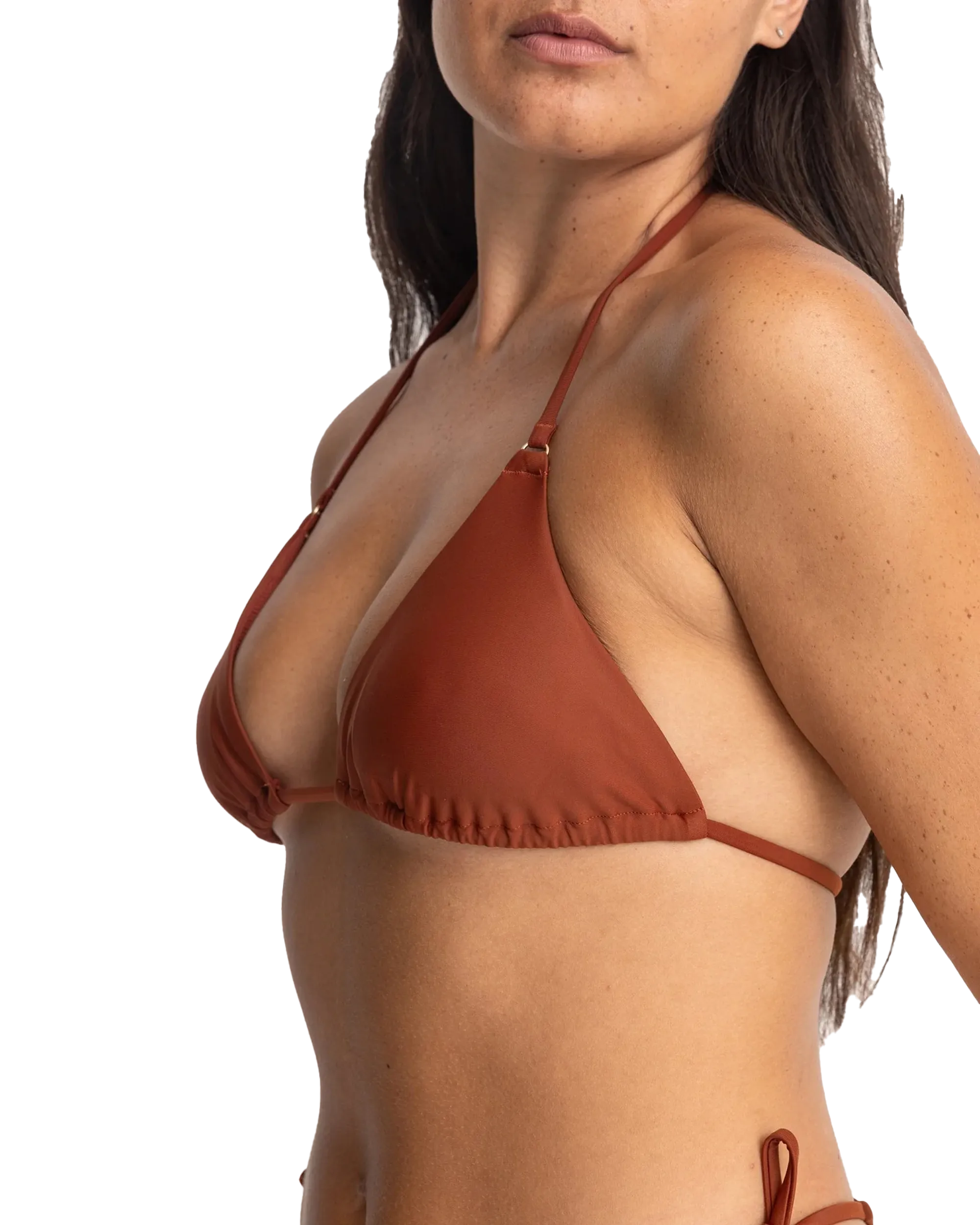 Classic Slide Triangle Bikini Top in Rust