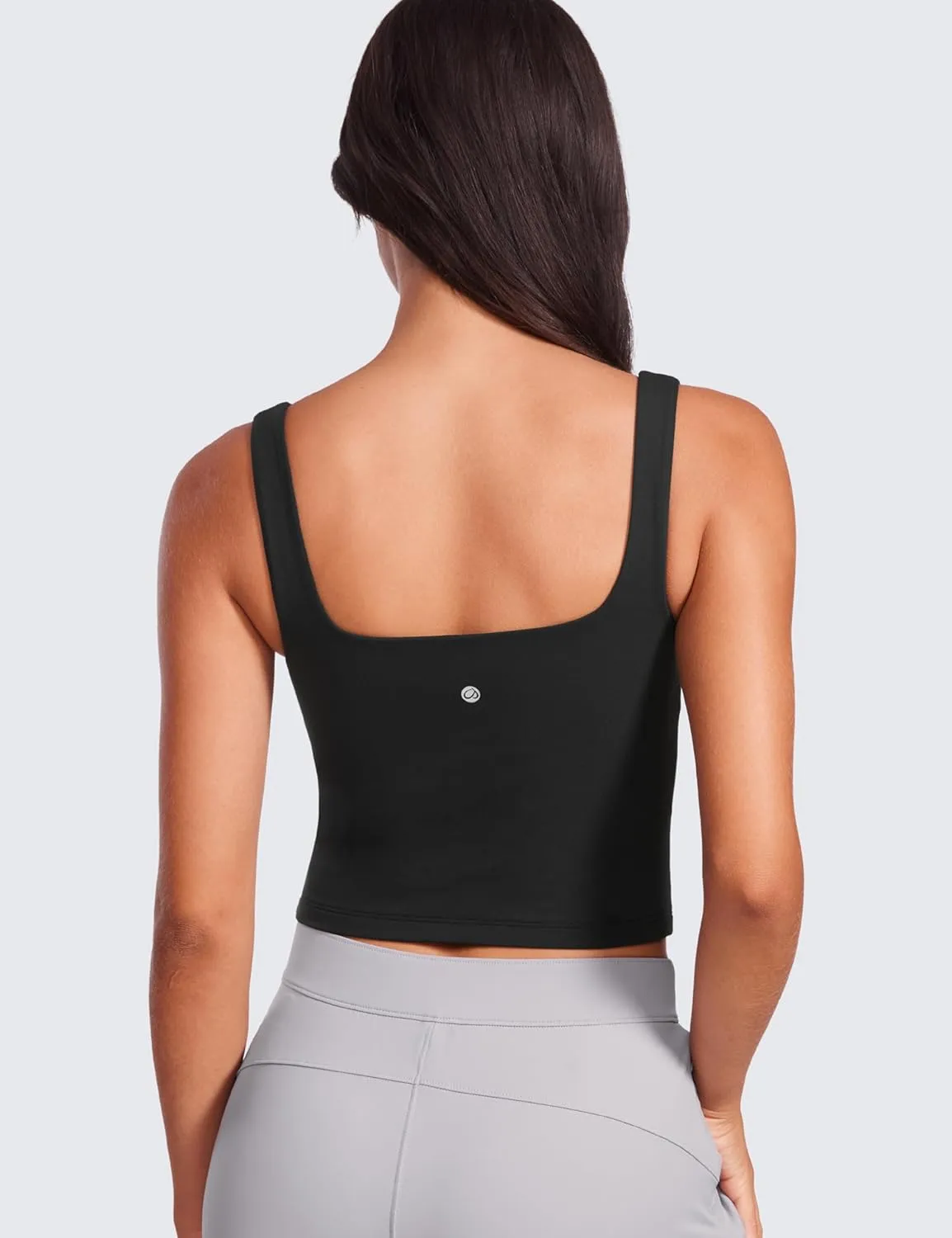 CRZ YOGA Womens Butterluxe Double Lined Square Neck Tight Tank Tops Sleeveless Workout Cropped Casual Yoga Fitted Shirts