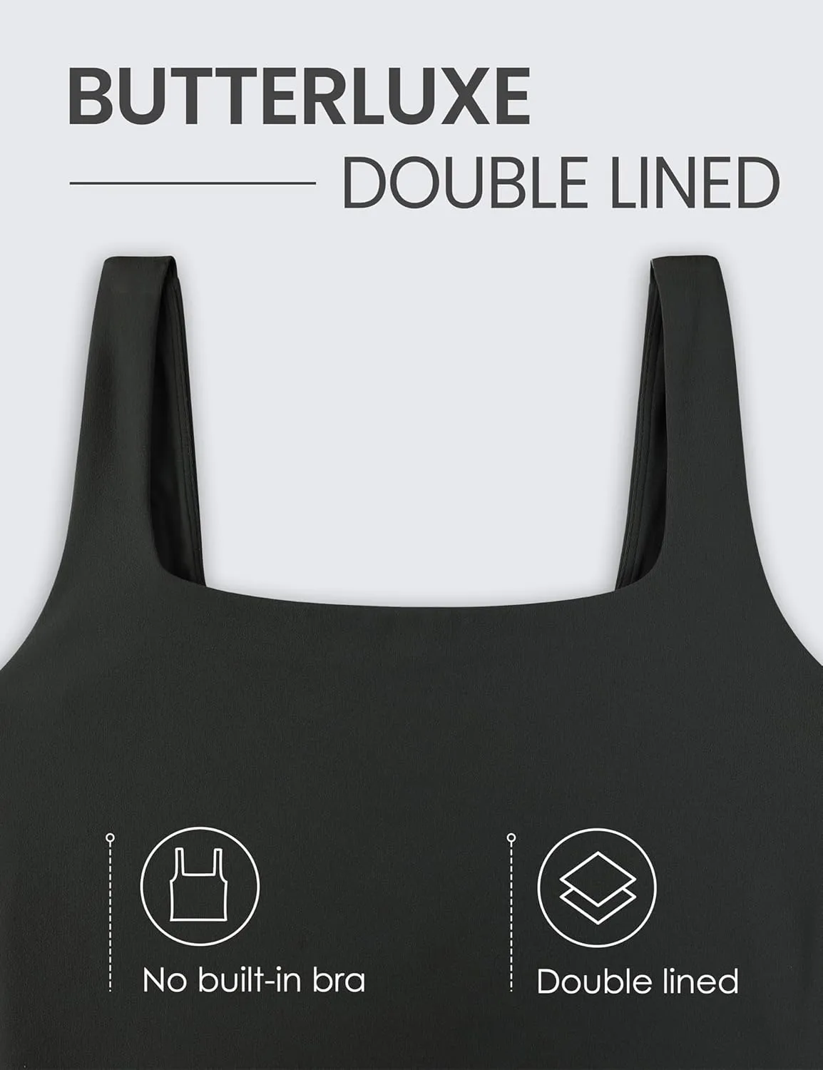 CRZ YOGA Womens Butterluxe Double Lined Square Neck Tight Tank Tops Sleeveless Workout Cropped Casual Yoga Fitted Shirts