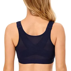 Delimira Women's Full Coverage Wireless Back Support Bra Navy 42