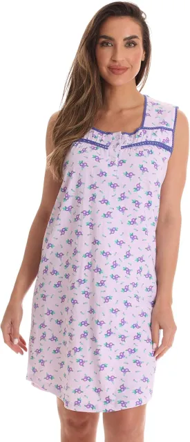 Dreamcrest 100% Cotton Sleeveless Night Gown for Women Cute Floral Summer Sleep Dress
