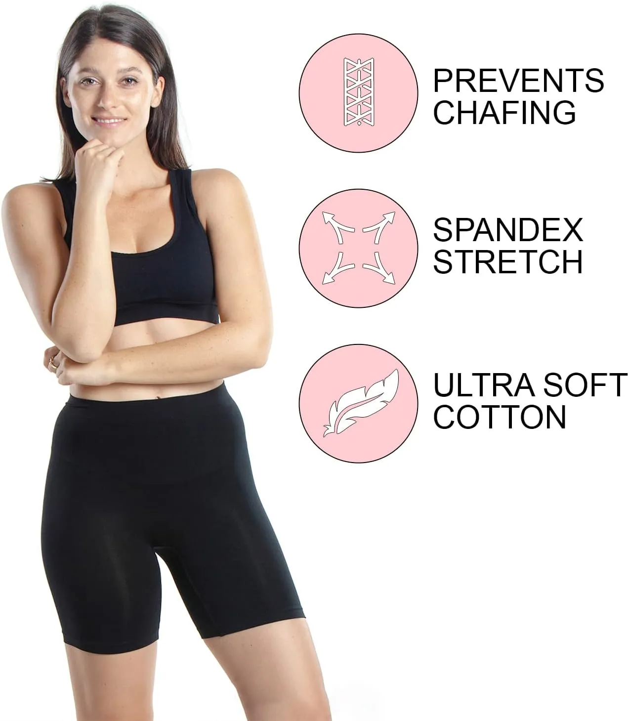 Emprella 3 Pack Slip Shorts for Women Under Dress Cotton Womens Biker Bike Short Pack Anti Chafing