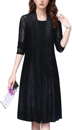 FindThy Womens Long Sleeve Sheer Cardigan Open Front Kimono Summer Cover Up Lace Shrug