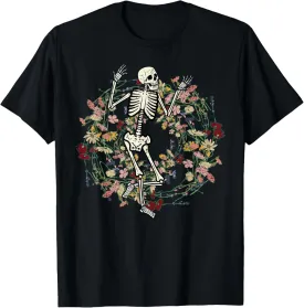 Floral Skeleton Funny Goth Halloween Costume Men Women Kids T-Shirt
