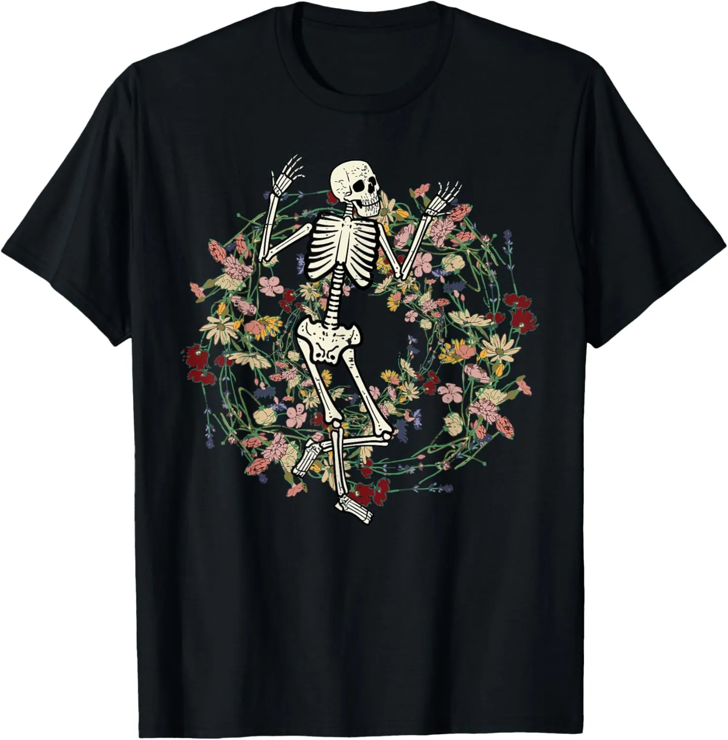 Floral Skeleton Funny Goth Halloween Costume Men Women Kids T-Shirt