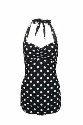 Forluna Black and White Polka Dot Swimsuit