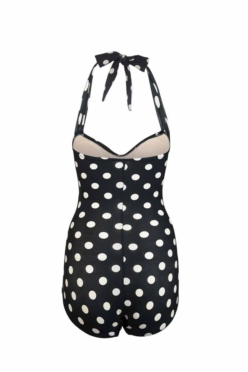 Forluna Black and White Polka Dot Swimsuit