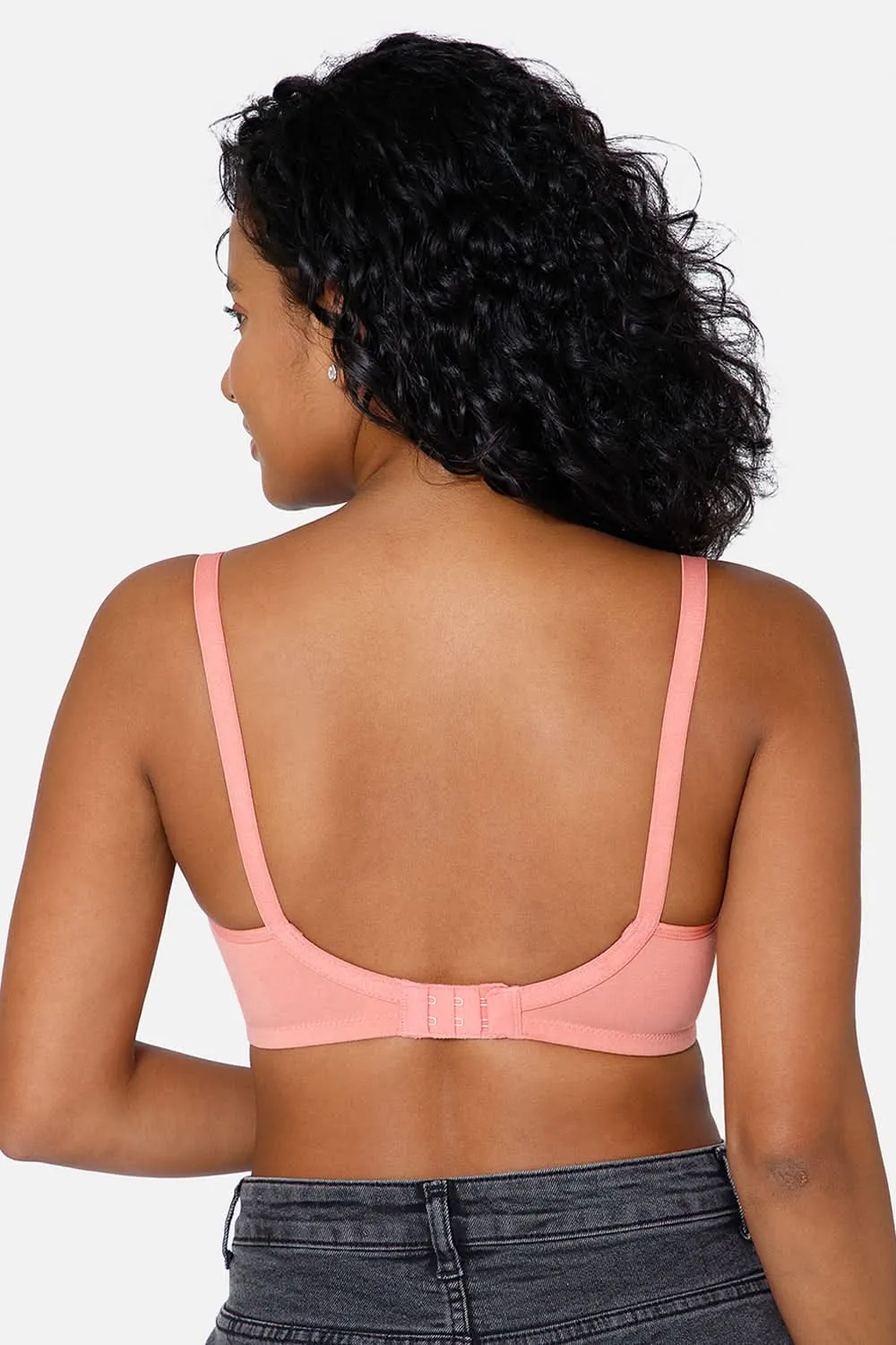 Full Coverage Non-Padded Non-Wired Intimacy T-Shirt Saree Bra - ES02 - Peach