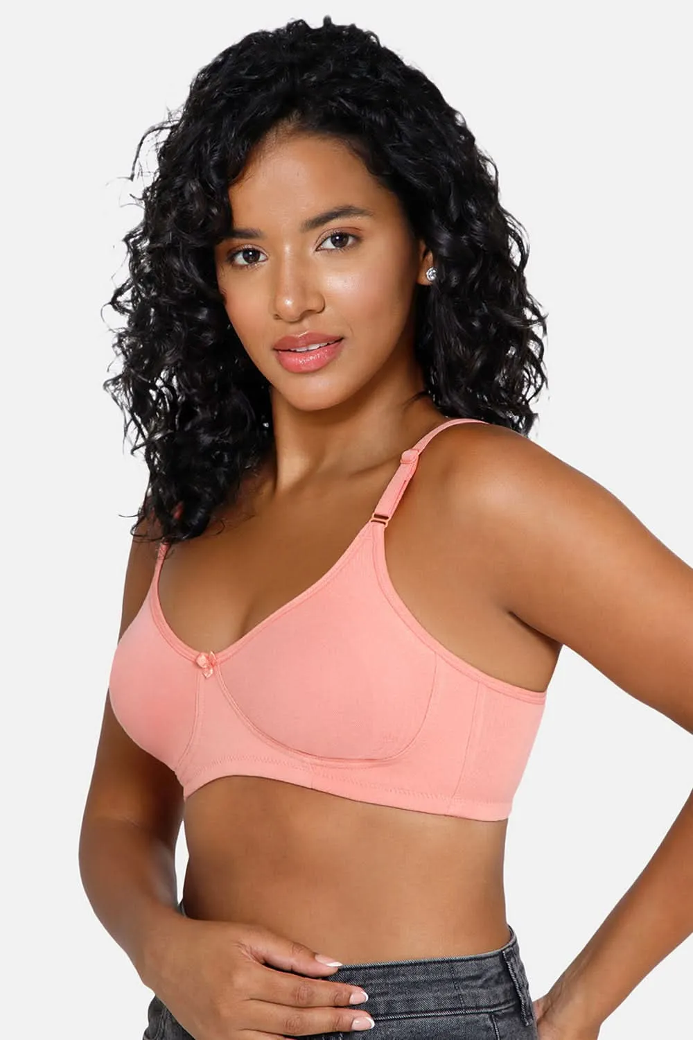Full Coverage Non-Padded Non-Wired Intimacy T-Shirt Saree Bra - ES02 - Peach