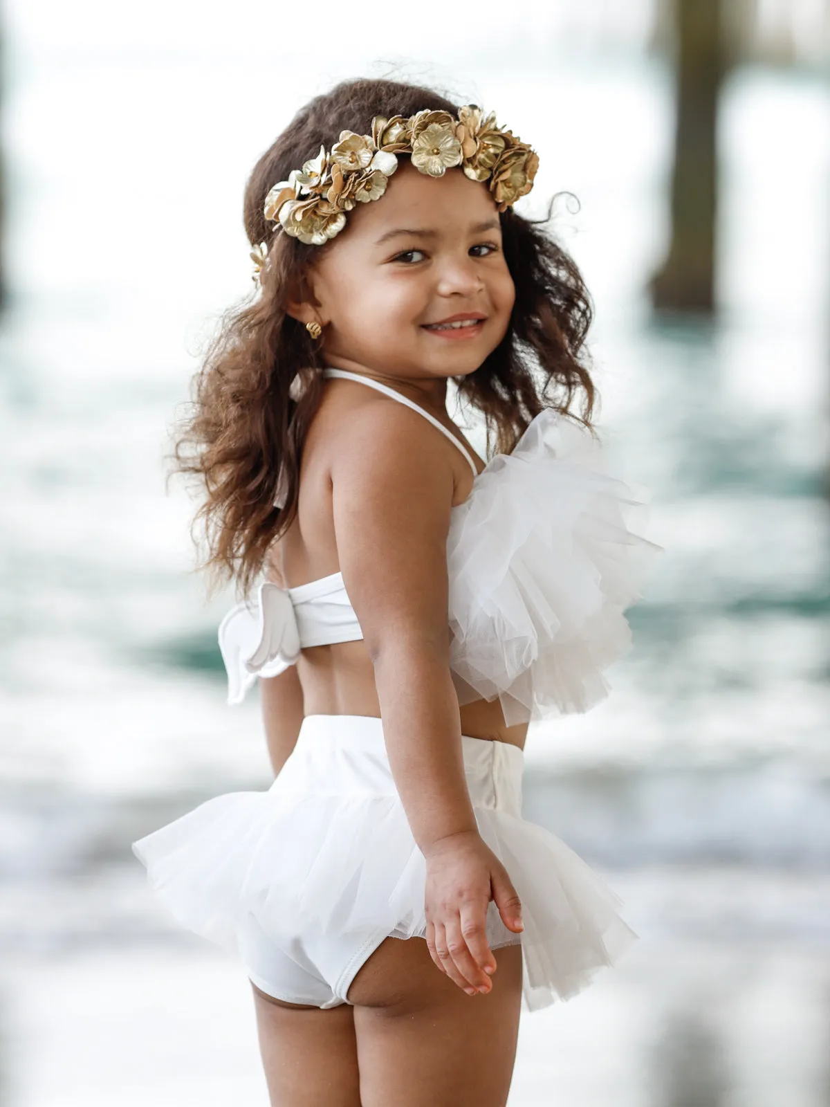 Girls Adorable Angel Two Piece Swimsuit with Wings