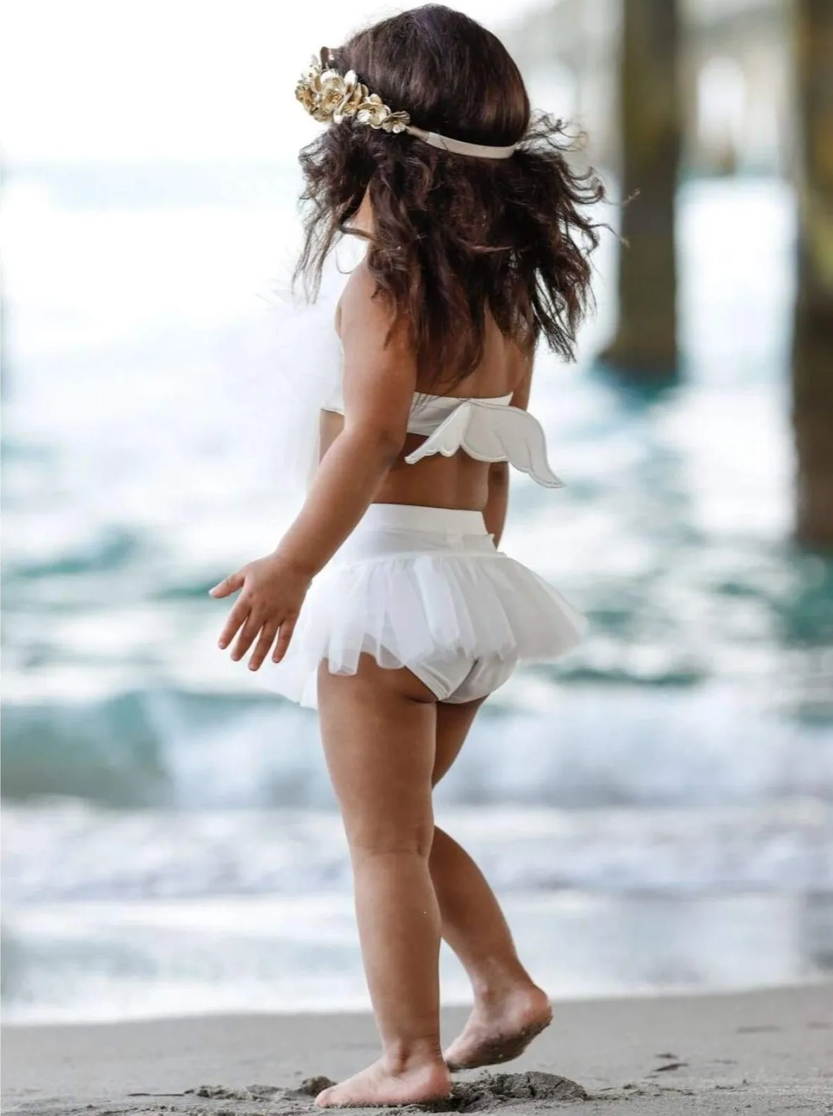 Girls Adorable Angel Two Piece Swimsuit with Wings