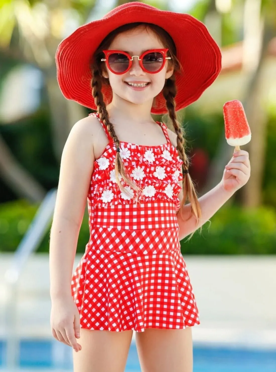 Girls Butterflies Love Daisies One Piece Swimsuit