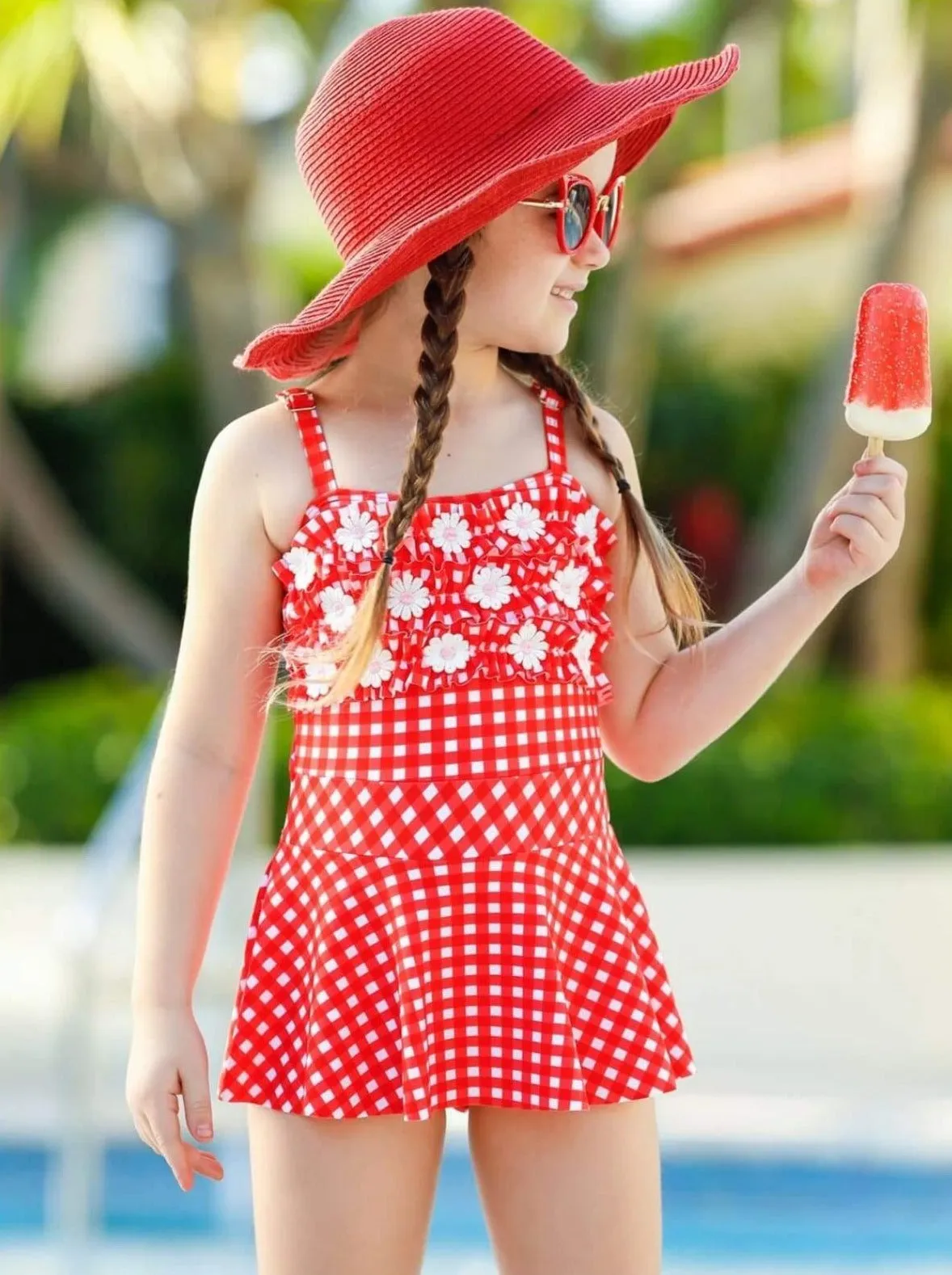 Girls Butterflies Love Daisies One Piece Swimsuit
