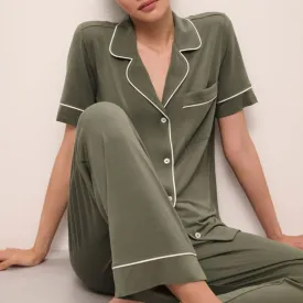 Gisele TENCEL™ Modal Short Sleeve & Pant PJ Set - Moss/Ivory
