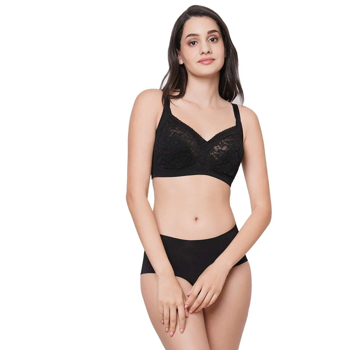 Grace Non-Padded Non-Wired Full Coverage Plus Size Bra - Black
