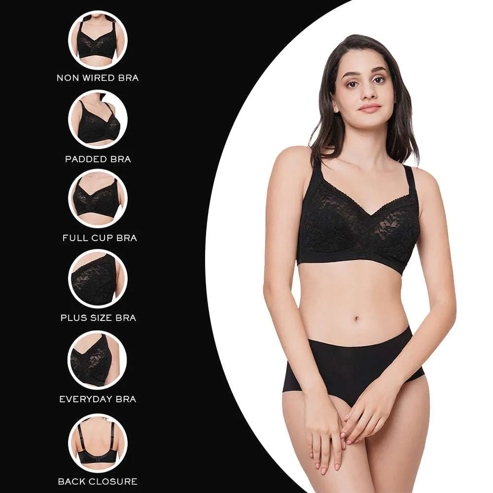 Grace Non-Padded Non-Wired Full Coverage Plus Size Bra - Black