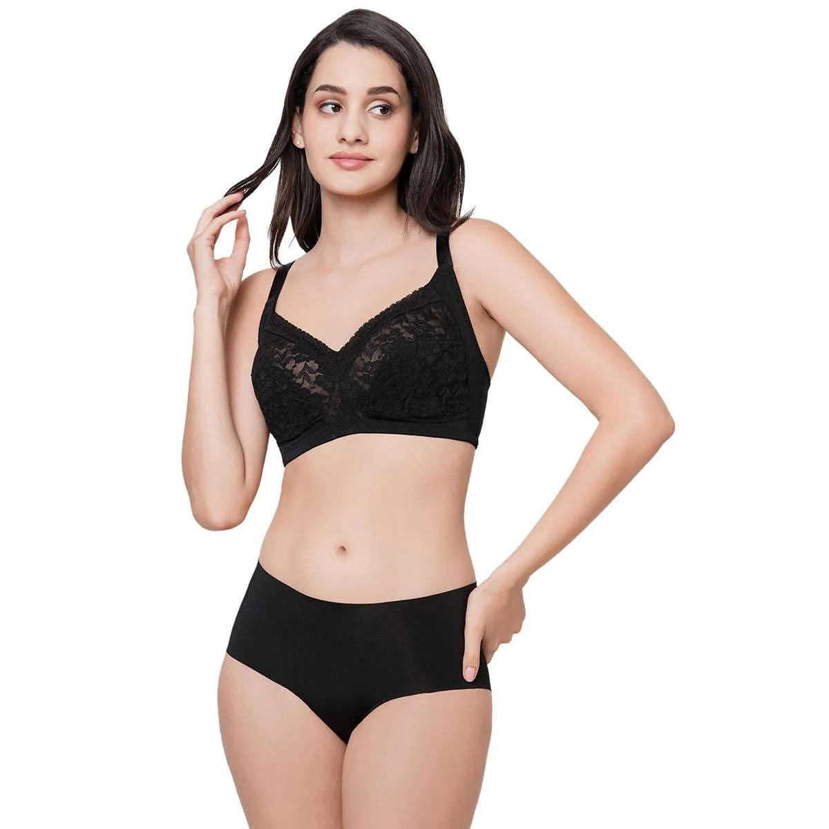 Grace Non-Padded Non-Wired Full Coverage Plus Size Bra - Black