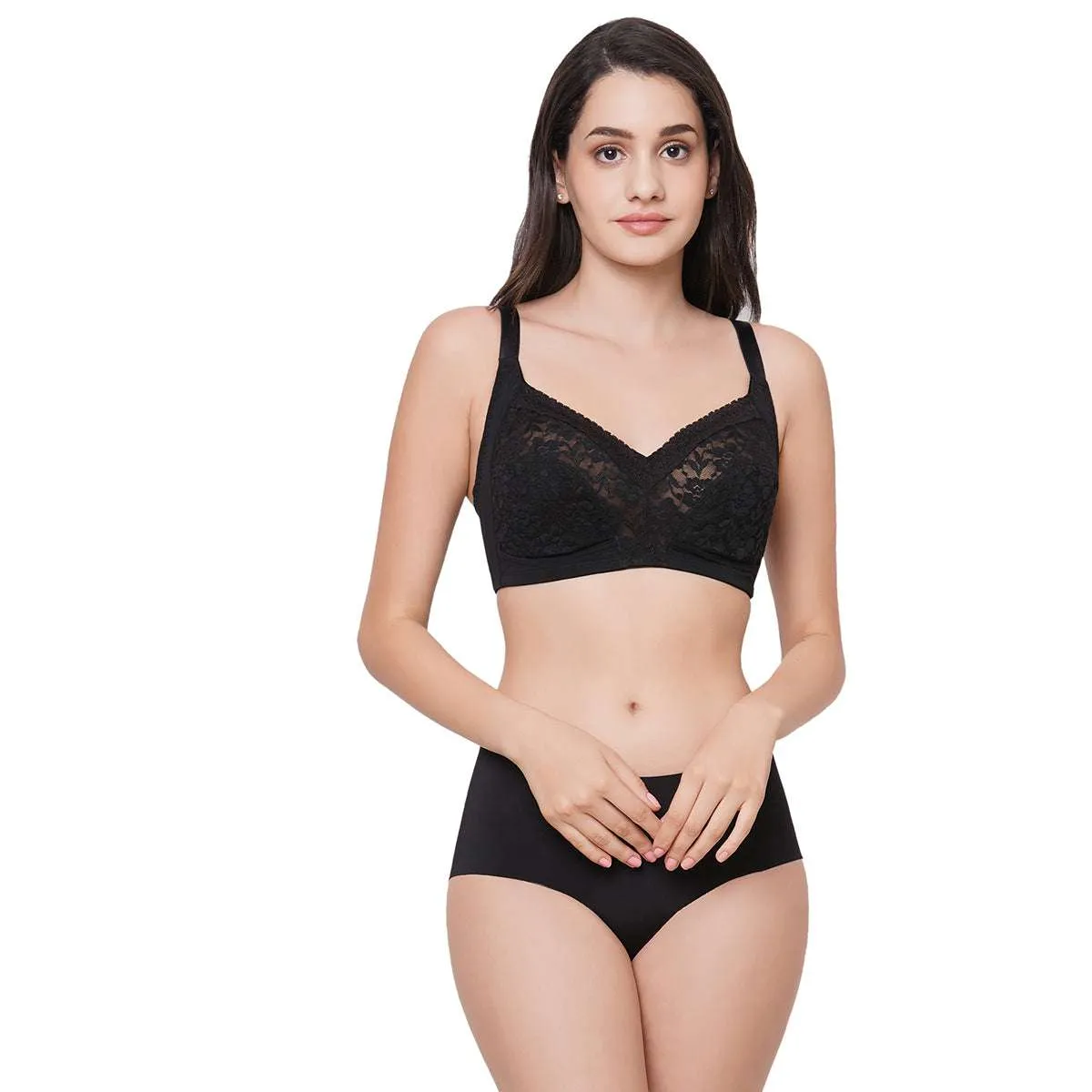 Grace Non-Padded Non-Wired Full Coverage Plus Size Bra - Black
