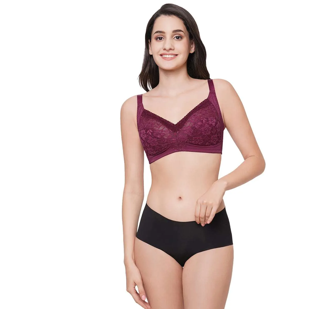 Grace Non-Padded Non-Wired Full Coverage Plus Size Bra - Maroon