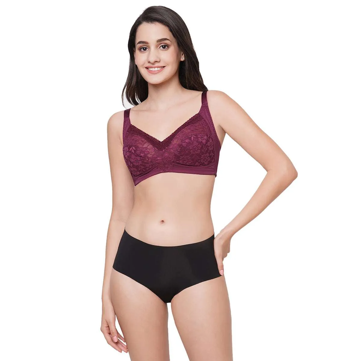 Grace Non-Padded Non-Wired Full Coverage Plus Size Bra - Maroon