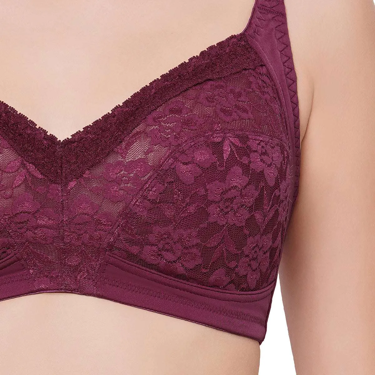 Grace Non-Padded Non-Wired Full Coverage Plus Size Bra - Maroon