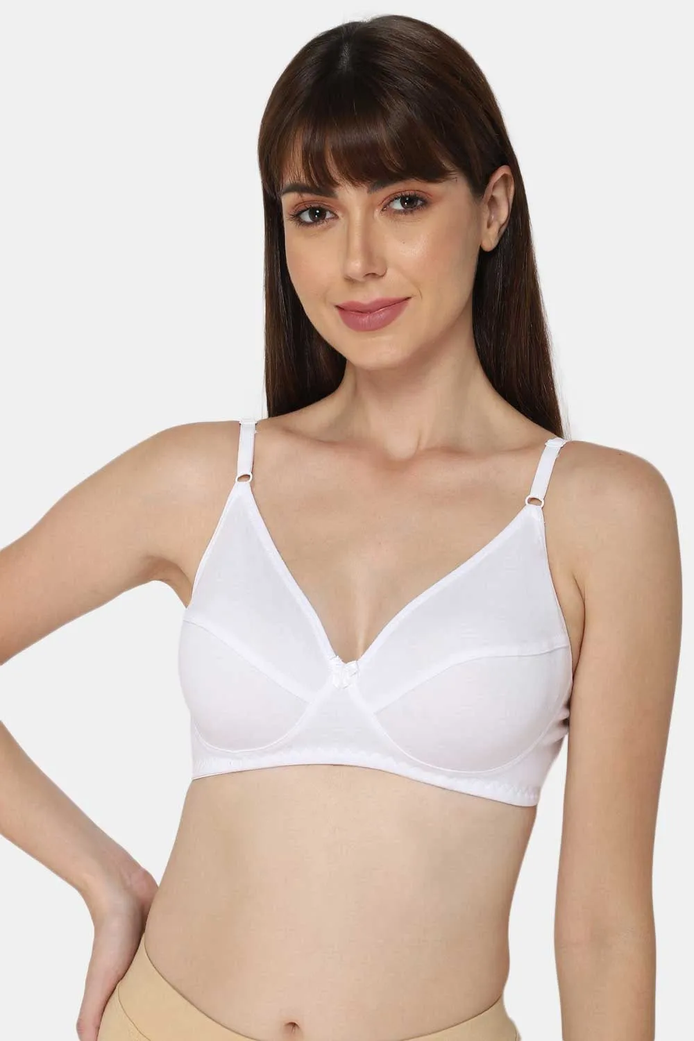 Intimacy Full Coverage Saree Bra - Non-Padded, Wire-Free with Thin Straps, Cotton-Rich Fabric for All-Day Comfort