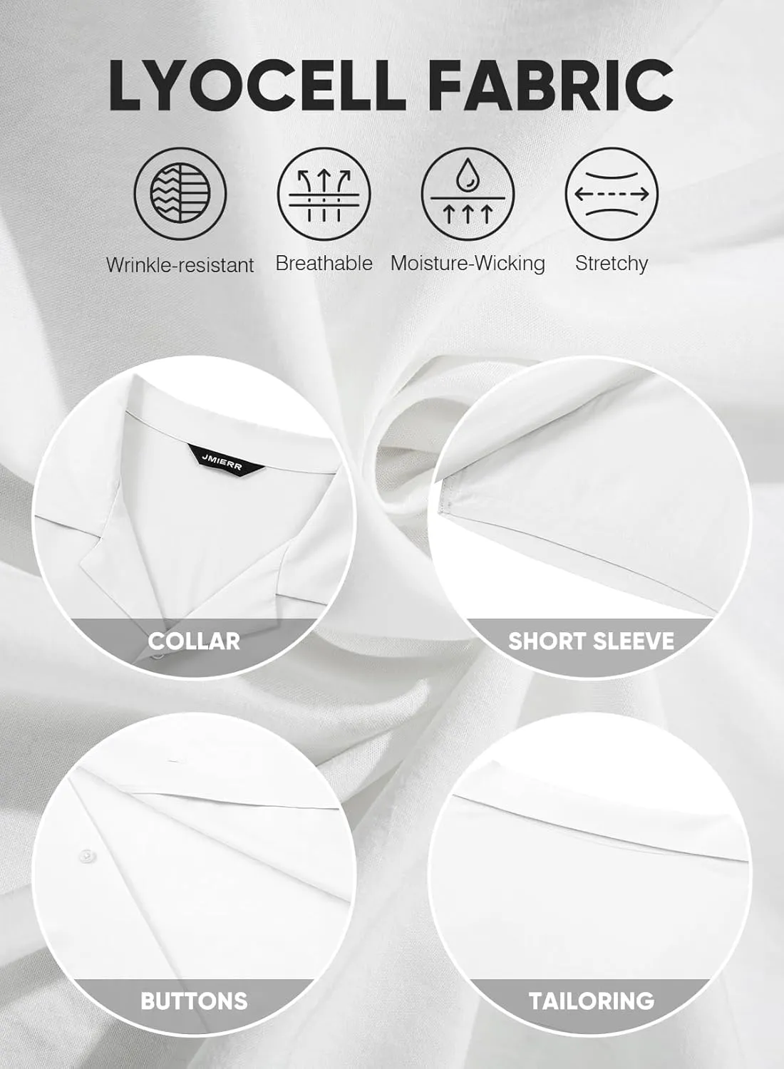 JMIERR Mens Linen Shirts Casual Short Sleeve Button Down Shirts Wrinkle Free Vacation Beach Summer Tops
