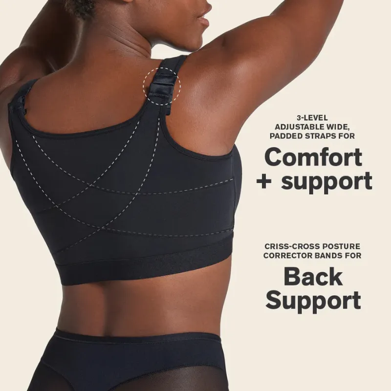 Leonisa Stretch Cotton Posture Corrector Bra Black
