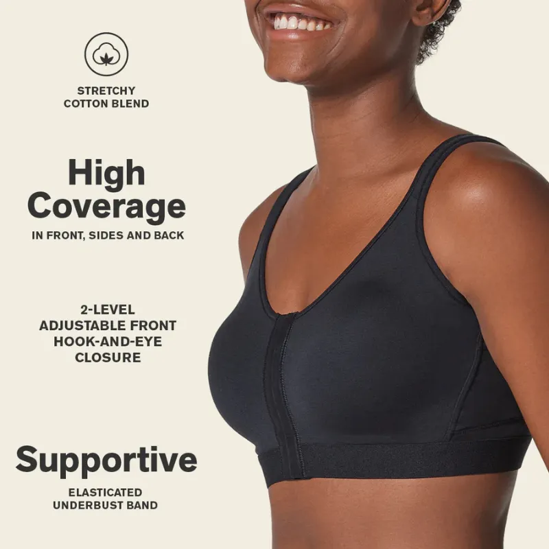 Leonisa Stretch Cotton Posture Corrector Bra Black
