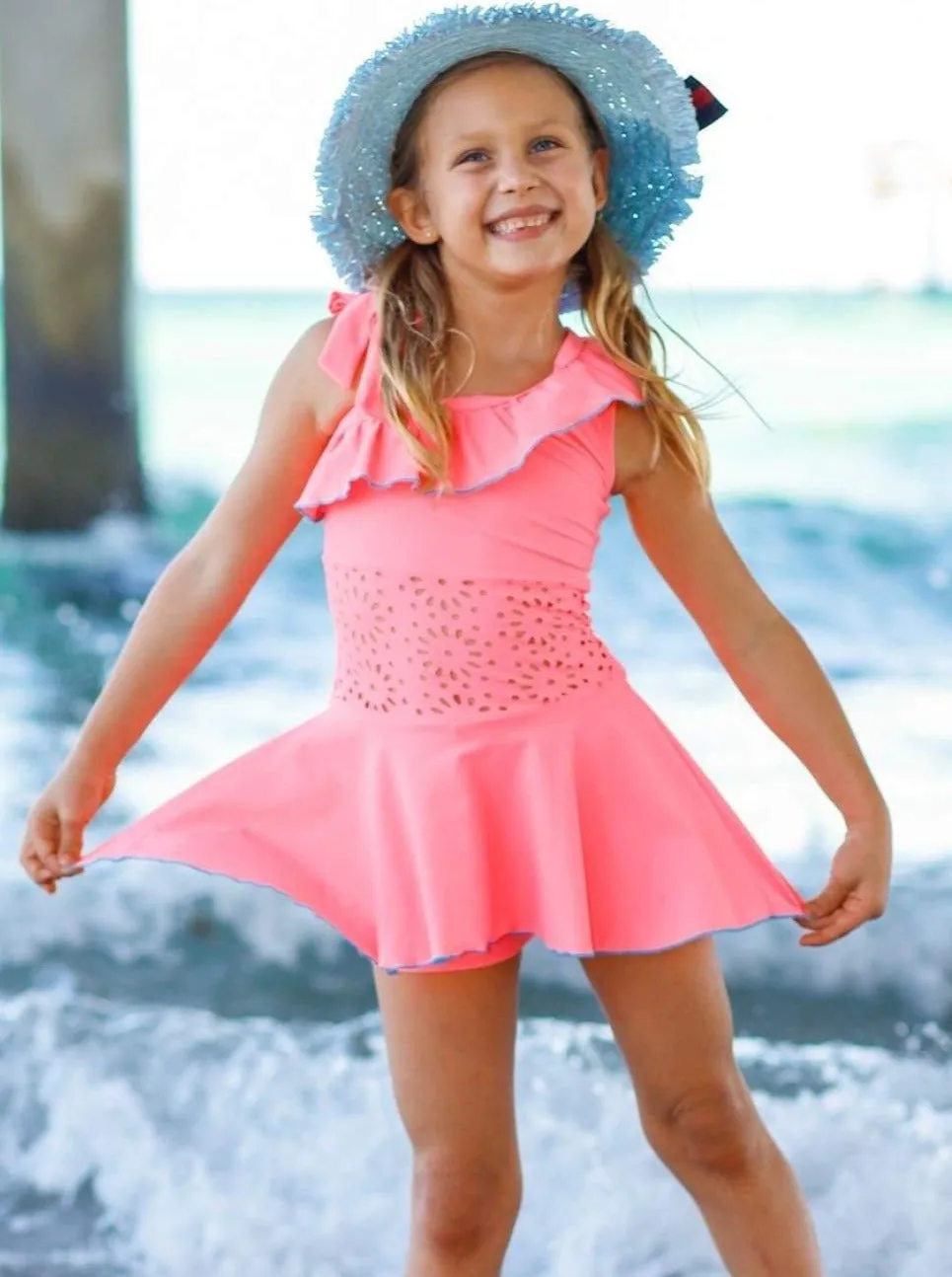 Life By The Sea Lace Skort One Piece Swimsuit
