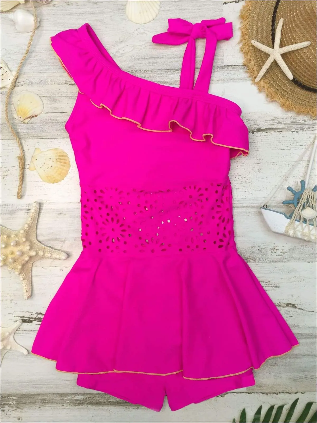 Life By The Sea Lace Skort One Piece Swimsuit