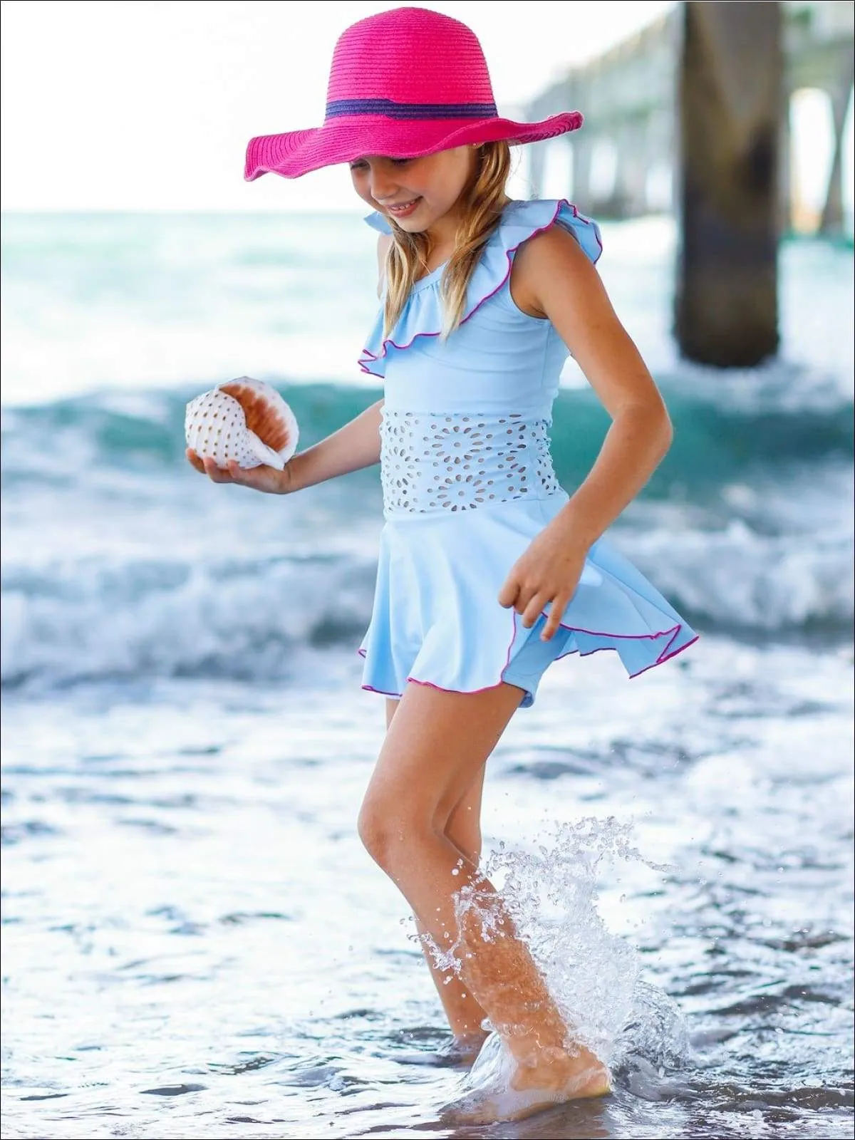 Life By The Sea Lace Skort One Piece Swimsuit