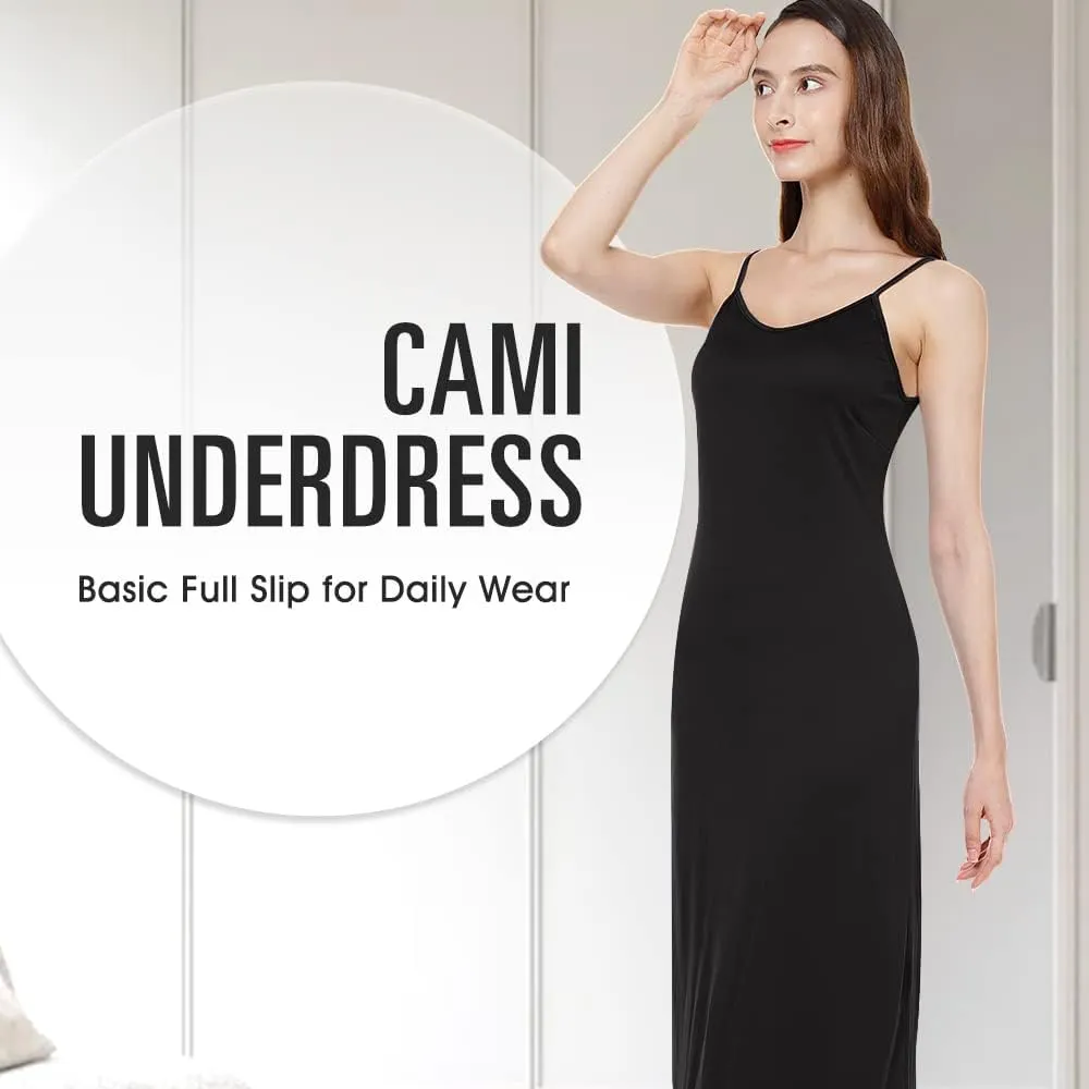 MANCYFIT Long Slips for Under Dresses Full Length Adjustable Spaghetti Strap Nightgown