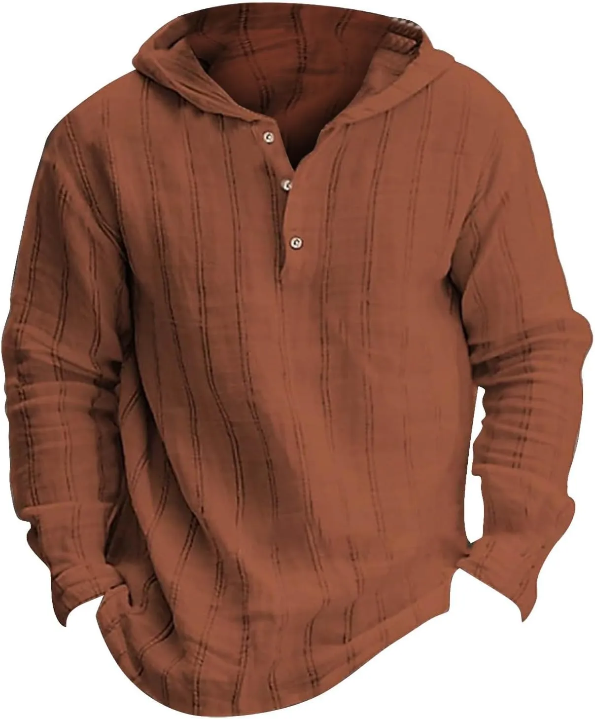 Mens Cotton Linen Shirts with Hood Casual Long Sleeve V Neck Hoodie Lightweight Loose Casual Hawaiian Beach Yoga Shirt