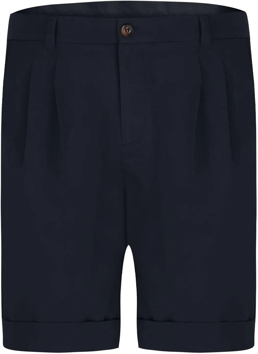 Mens Dress Shorts Mid-Thigh Flat Front Work Suit Shorts Casual Straight Leg Pleated Short Pants with Pockets