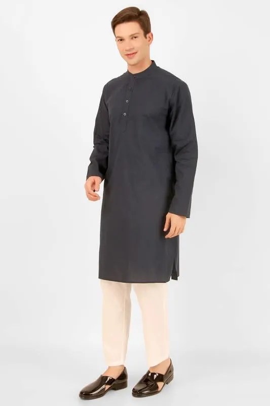 Men's Pure Cotton Solid Indian Kurta Pajama Set Mandarin Collar Daily Wear Casual Yoga Dress