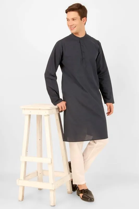 Men's Pure Cotton Solid Indian Kurta Pajama Set Mandarin Collar Daily Wear Casual Yoga Dress