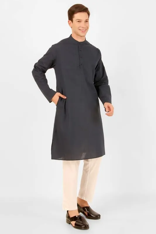 Men's Pure Cotton Solid Indian Kurta Pajama Set Mandarin Collar Daily Wear Casual Yoga Dress