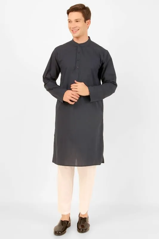 Men's Pure Cotton Solid Indian Kurta Pajama Set Mandarin Collar Daily Wear Casual Yoga Dress