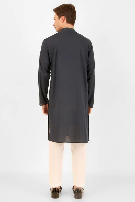 Men's Pure Cotton Solid Indian Kurta Pajama Set Mandarin Collar Daily Wear Casual Yoga Dress