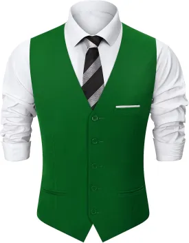 Mens Suit Vest, Business Formal Dress Vest for Men Solid Slim Fit Waistcoat, S-3XL
