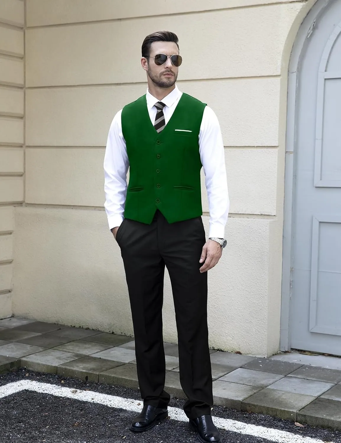 Mens Suit Vest, Business Formal Dress Vest for Men Solid Slim Fit Waistcoat, S-3XL