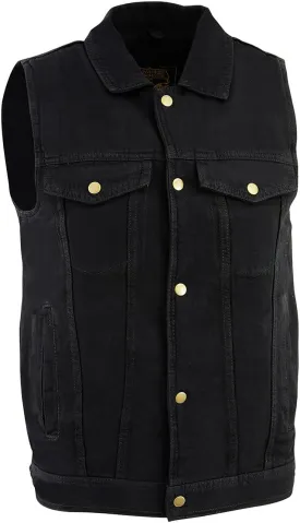 Milwaukee Leather DM1331 Men's Black Denim Motorcycle Biker Riders Vest w/Shirt Style Collar