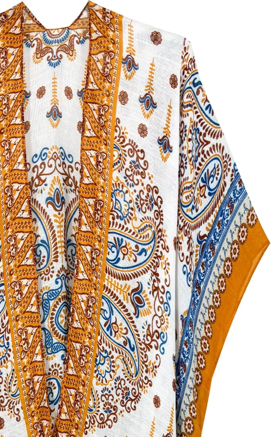 Moss Rose Women's Beach Cover up Swimsuit Kimono with Bohemian Floral Print, Loose Casual Resort Wear